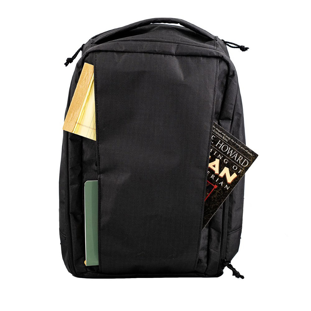 Ultra Cicada Daypack Front View with books sticking out of external pockets