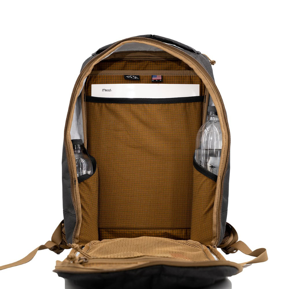 The inside of a backpack