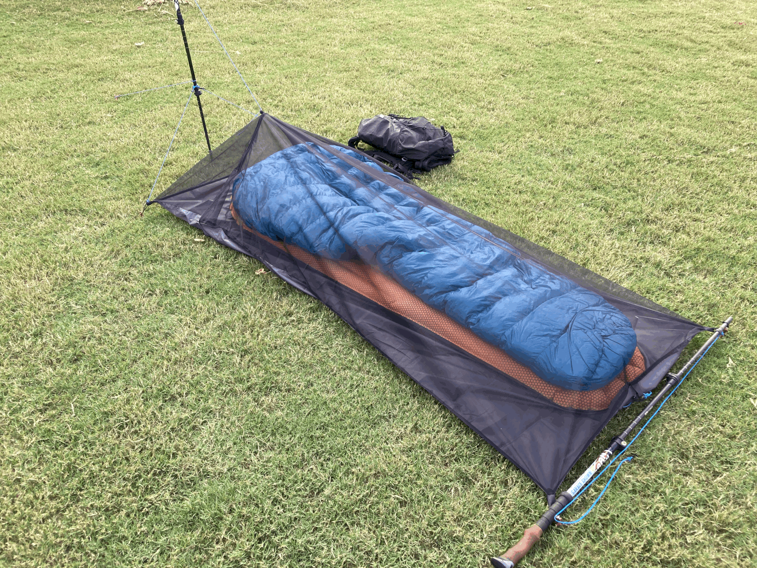 A quilt inside of a bivy