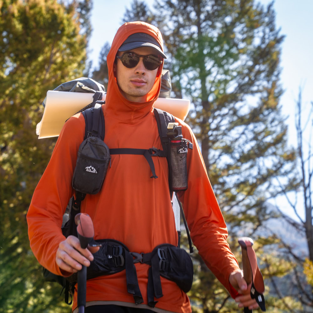 ULA Deploy on the shoulder strap of a backpackers ULA backpack.